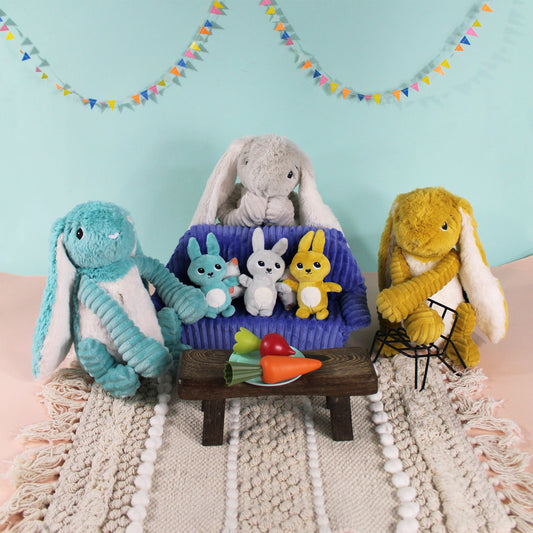 Peluche lapin Toudou maman et son bébé gris clair - Les Ptipotos 34,99 €