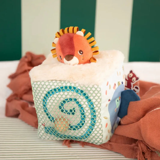 Cube d'activités Peluche Jack le lion Cube 12 cm