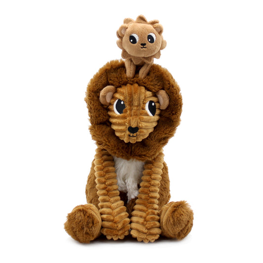Peluche lion Graou papa et son bébé marron cassonade
