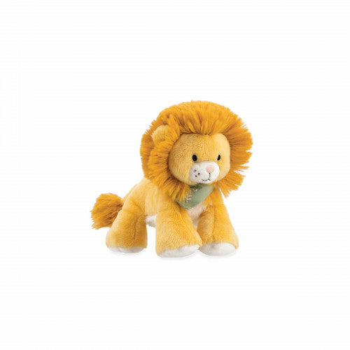 Crouching KALOO Nougat yellow plush lion with textured mane