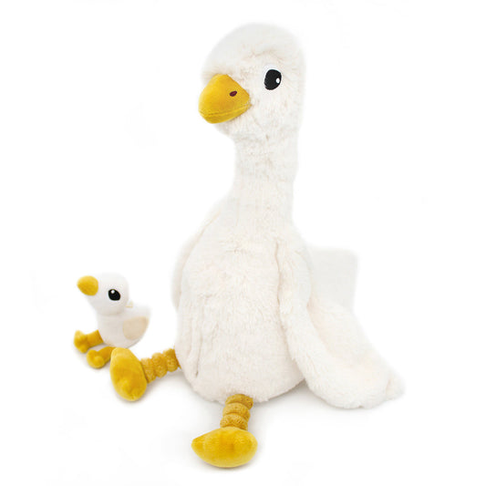 Peluche oie Jébongou maman et son bébé blanc