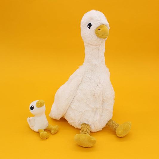 Peluche oie Jébongou maman et son bébé blanc