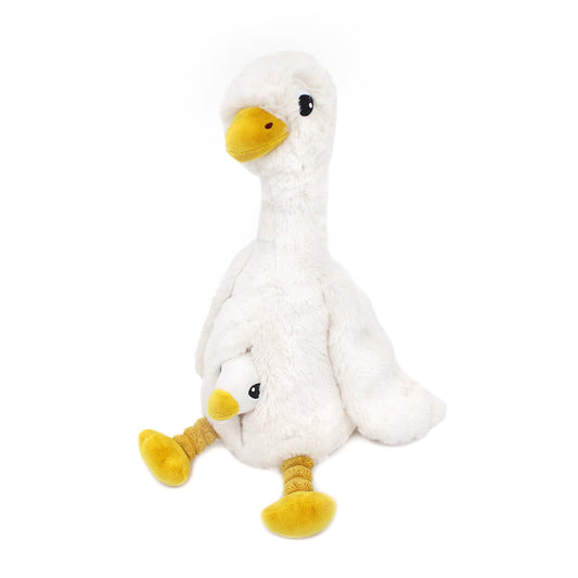 Peluche oie Jébongou maman et son bébé blanc