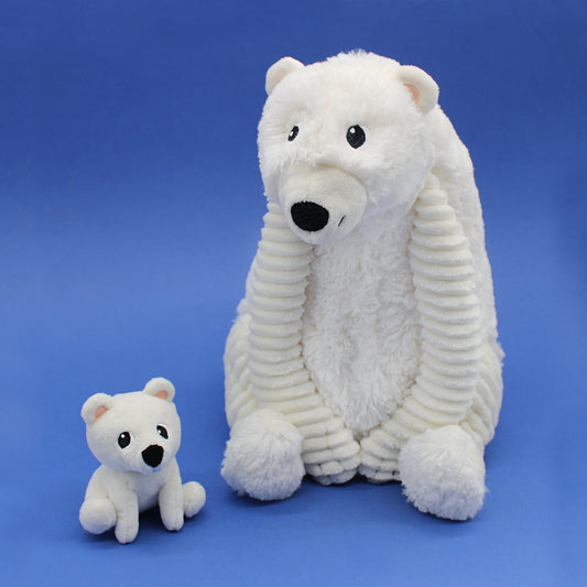 Peluche ours polaire Grobidou maman et son bébé blanc