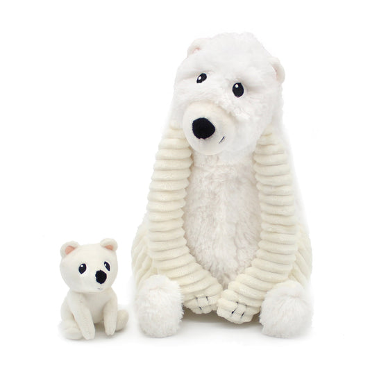 Peluche ours polaire Grobidou maman et son bébé blanc