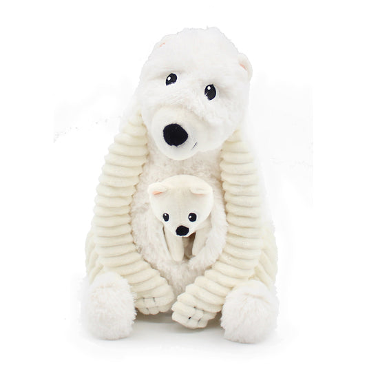 Peluche ours polaire Grobidou maman et son bébé blanc