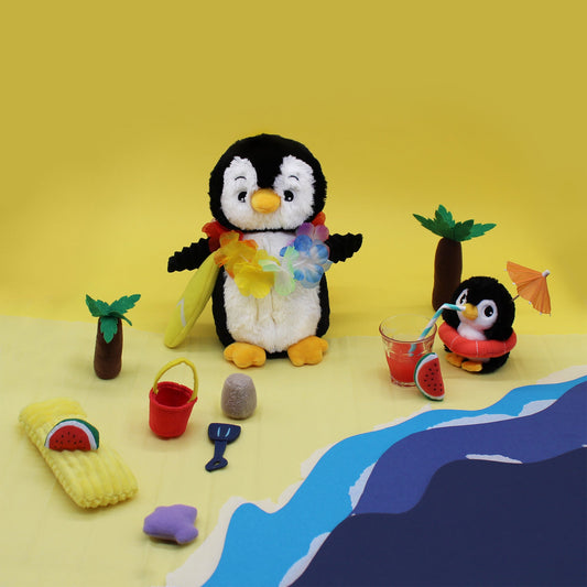 Peluche pingouin Iglou maman et son bébé bleu