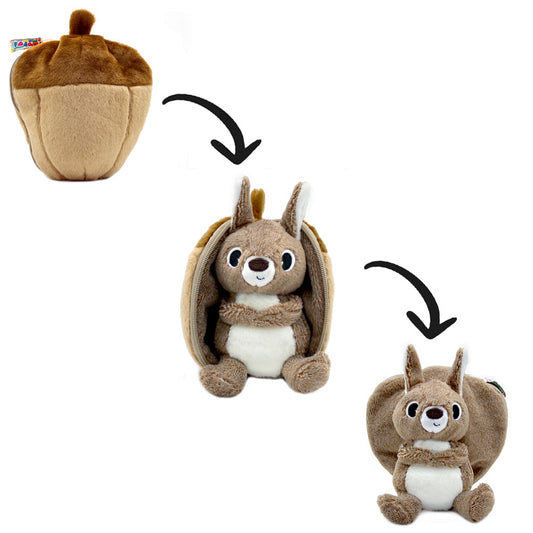 Peluche réversible Noiset l'écureuil et gland - Flipetz