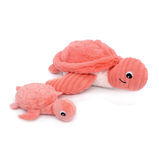 Peluche tortue Sauvenou maman et bébé corail