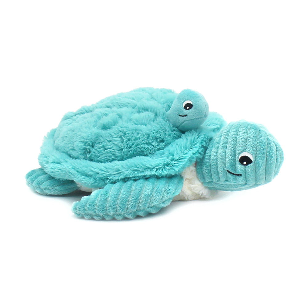 Peluche tortue Sauvenou maman et son bébé bleu aqua