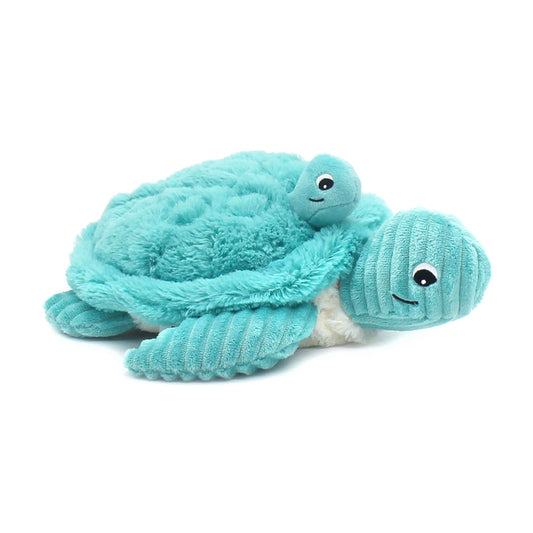 Peluche tortue Sauvenou maman et son bébé bleu aqua