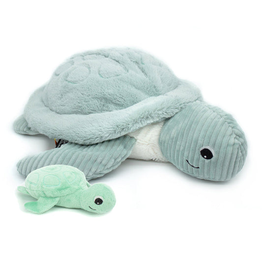 Peluche tortue géante Sauvenou maman et son bébé menthe