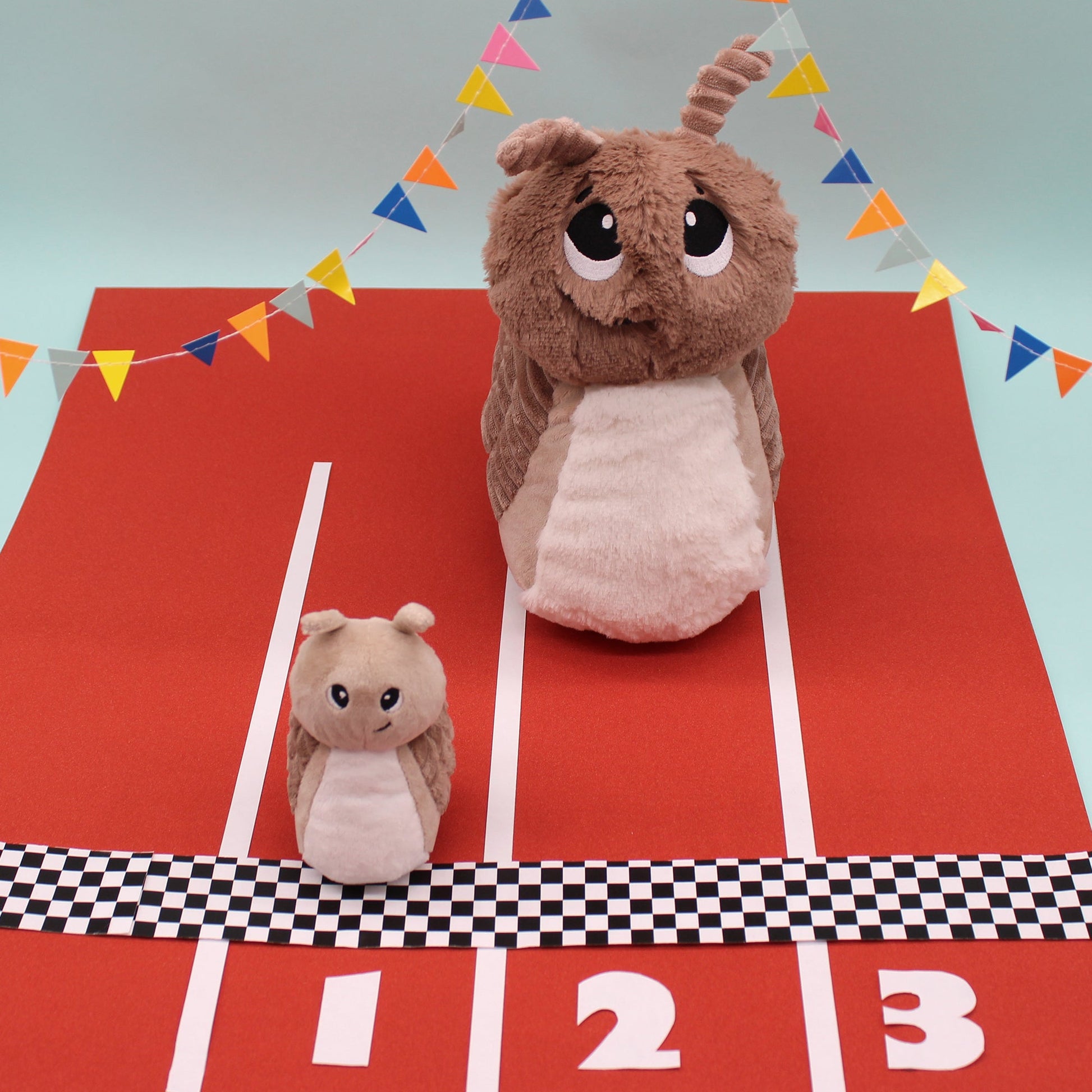 Peluche escargot Speedou maman et son bébé marron beige - Les Ptipotos