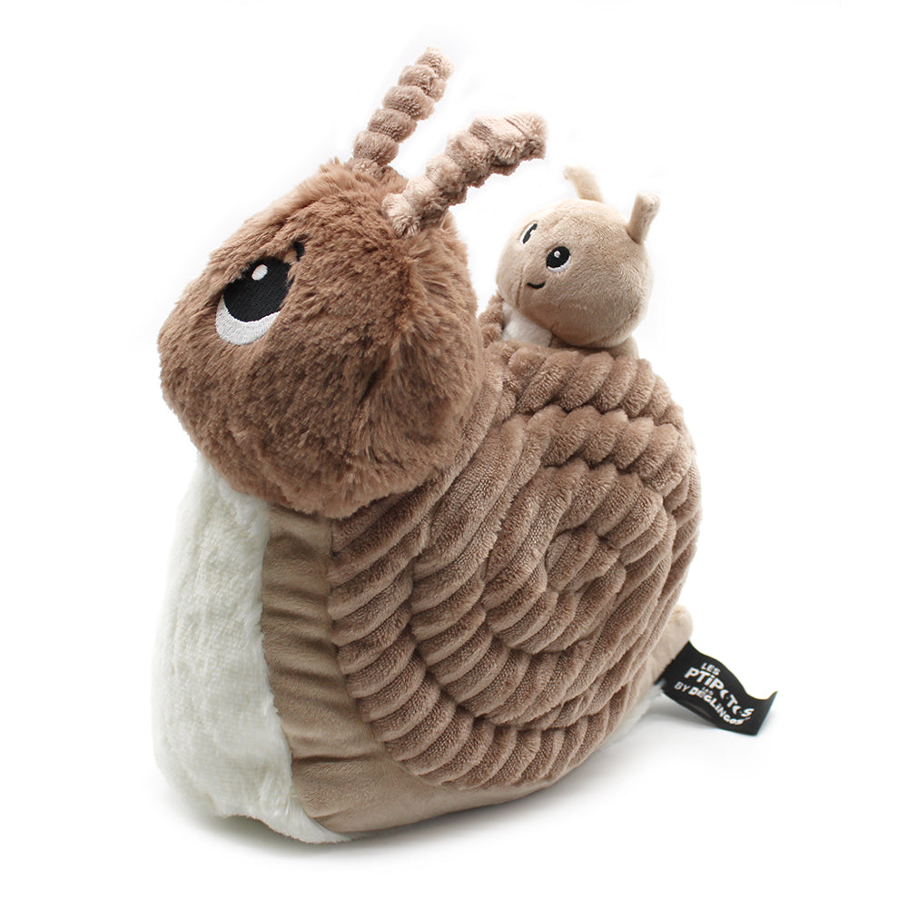 Peluche escargot Speedou maman et son bébé marron beige - Les Ptipotos