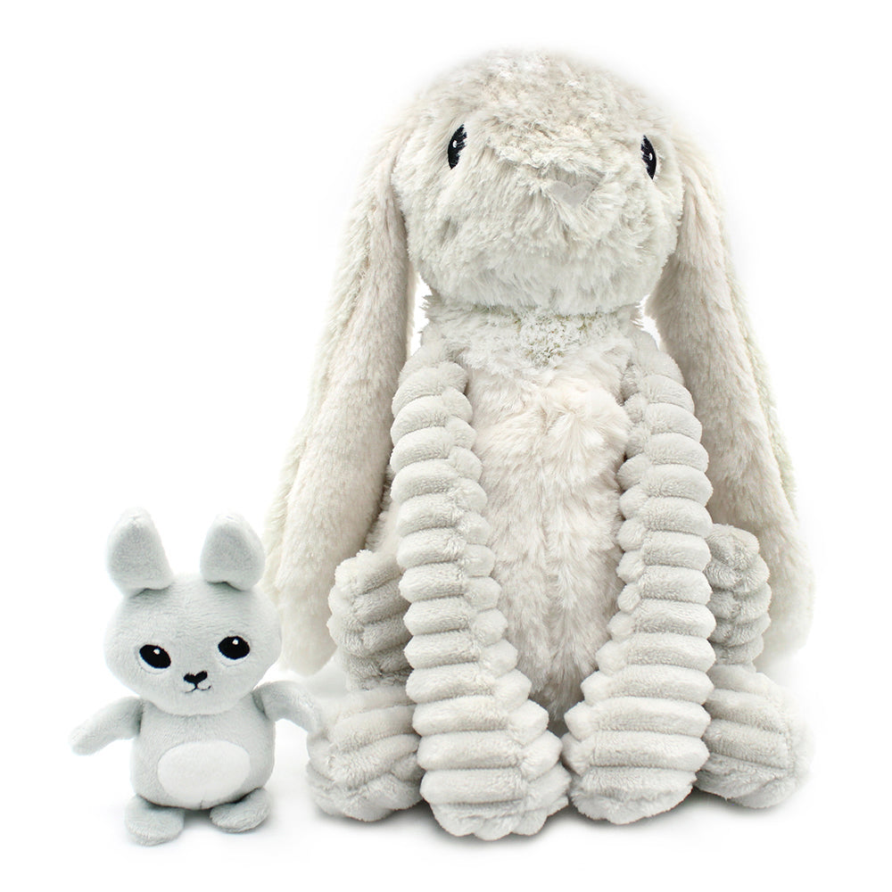 Peluche lapin Toudou maman et son bébé gris clair - Les Ptipotos 34,99 €