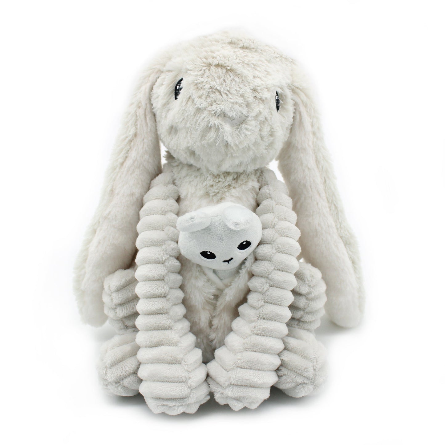 Peluche lapin Toudou maman et son bébé gris clair - Les Ptipotos 34,99 €