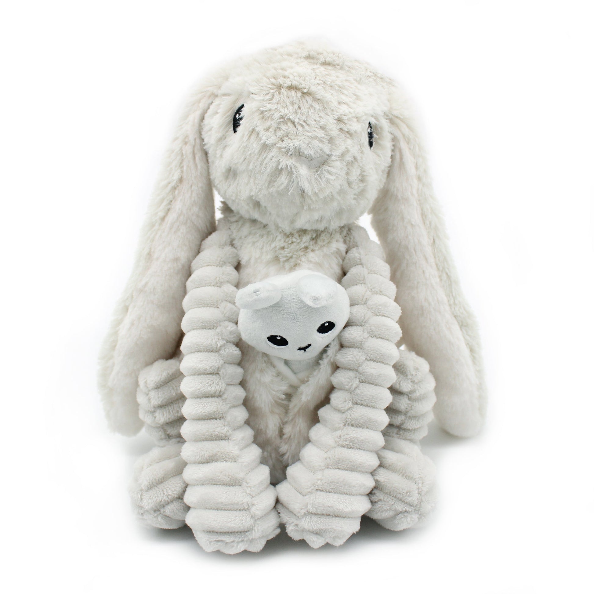 Peluche lapin Toudou maman et son bébé gris clair - Les Ptipotos 34,99 €