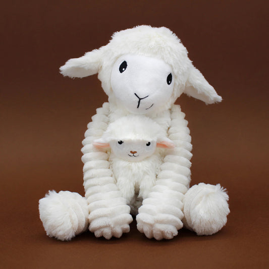 Peluche mouton Olou maman et son bébé blanc - Les Ptipotos