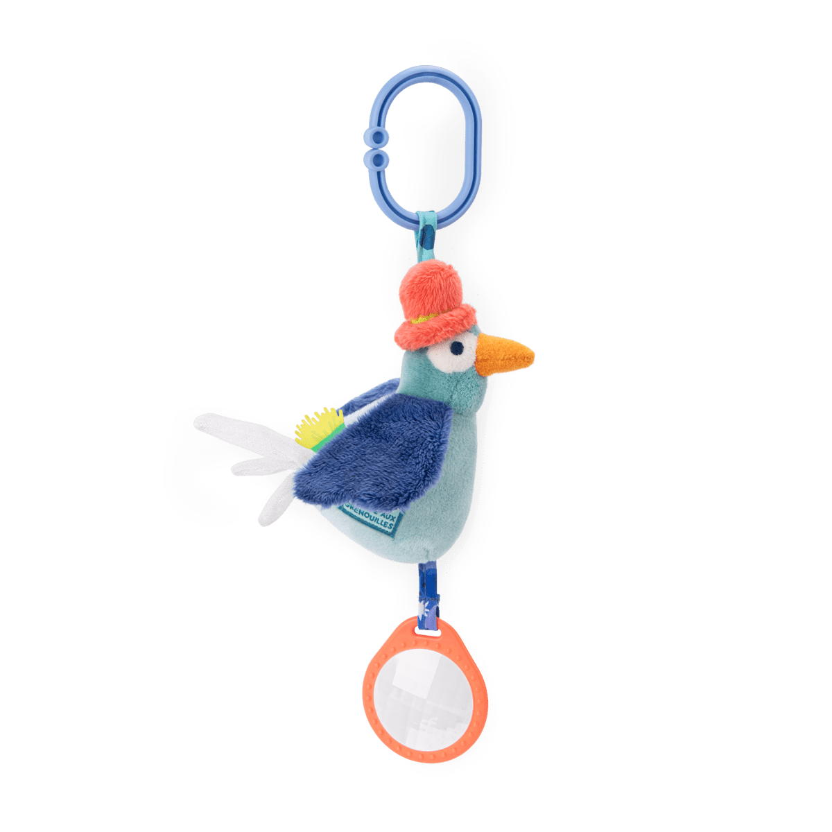 Moulin Roty Petit Oiseau activity plush toy with mirror and clip