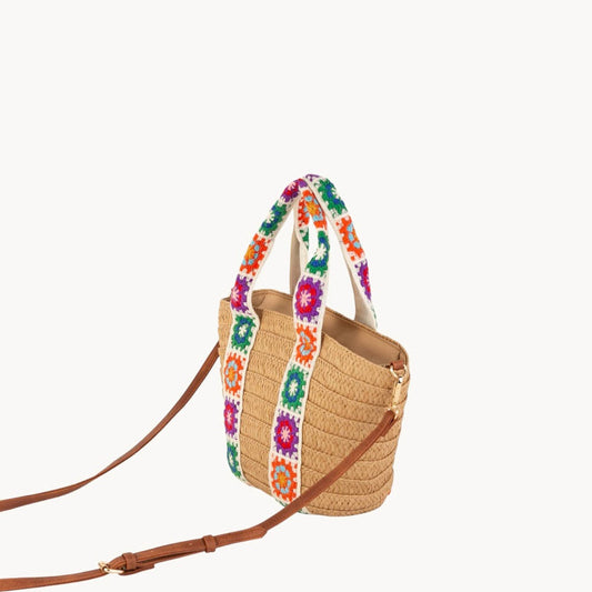 Petit panier en fibre naturelle avec fermeture éclair couleur toscane