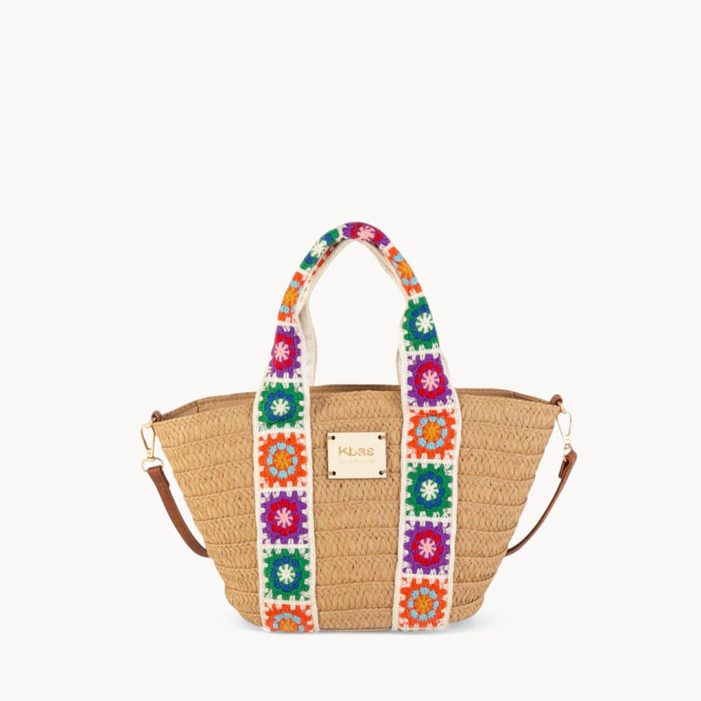 Petit panier en fibre naturelle avec fermeture éclair couleur toscane