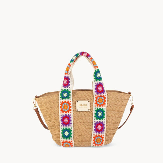 Petit panier en fibre naturelle avec fermeture éclair couleur toscane