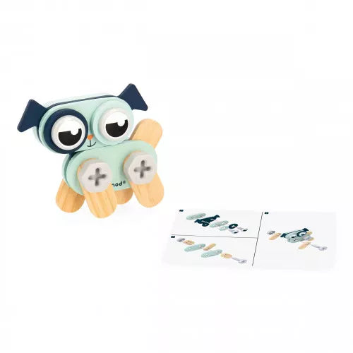 Step-by-step assembly guide for JANOD wooden dog toy kit