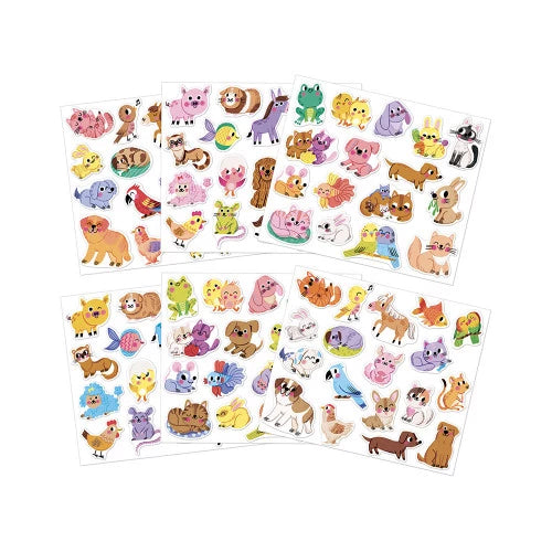 JANOD 100 large animal stickers for toddlers on white sheets