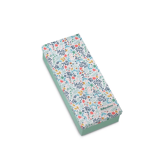 Lilliputiens Stella doll gift box with floral pattern lid and teal sides for ages 2+