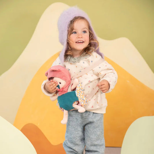 Poupée en tissu et porte bébé Jeanne