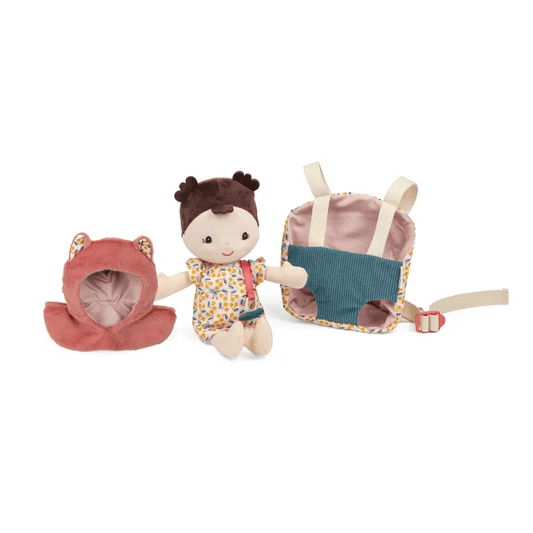 Poupée en tissu et porte bébé Jeanne