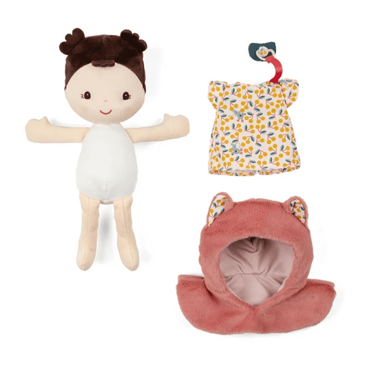 Poupée en tissu et porte bébé Jeanne