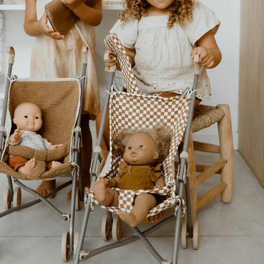 Poussette canne en gaze de coton damier