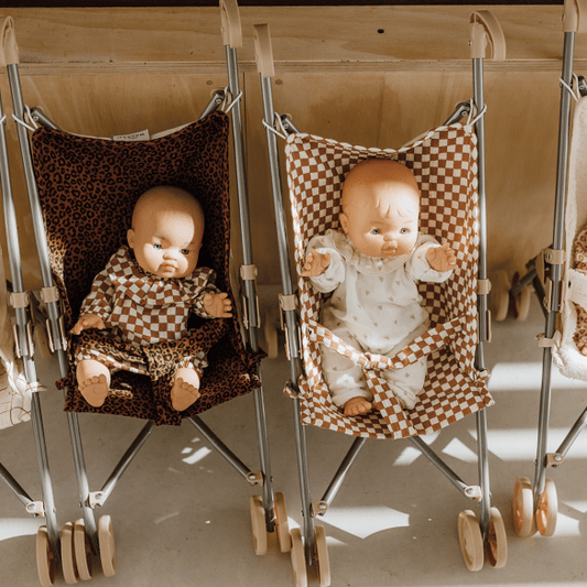 Poussette canne en gaze de coton damier
