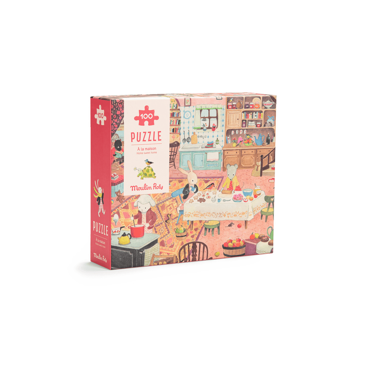 Front view of Moulin Roty 'Home Sweet Home' 100-piece jigsaw puzzle for kids