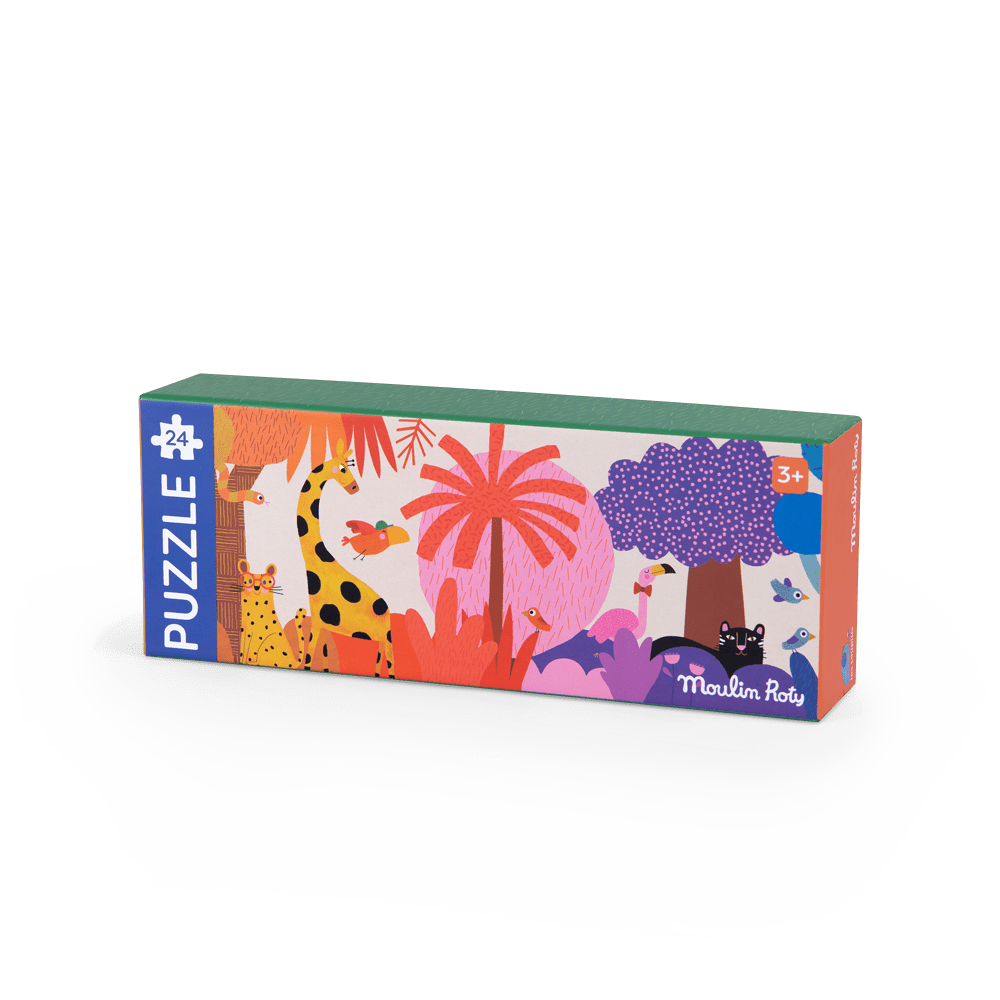 Moulin Roty 24-piece jungle puzzle box packaging for ages 3+