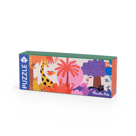 Moulin Roty 24-piece jungle puzzle box packaging for ages 3+