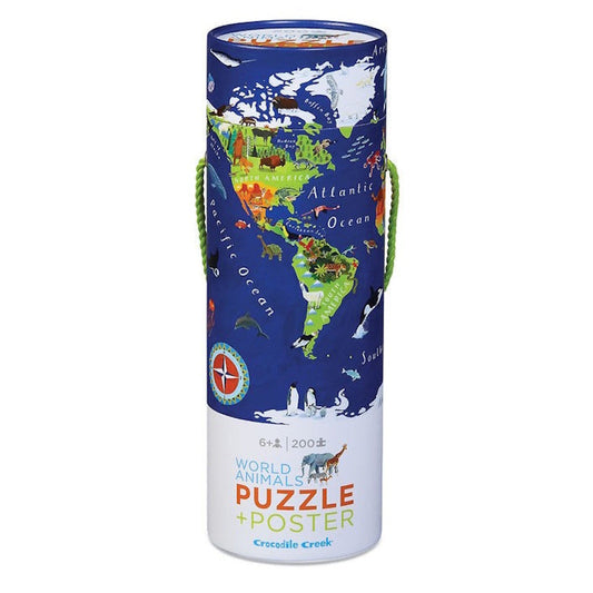 Puzzle + Poster - 200 pièces - Puzzle + Poster Animaux du monde - 6a+