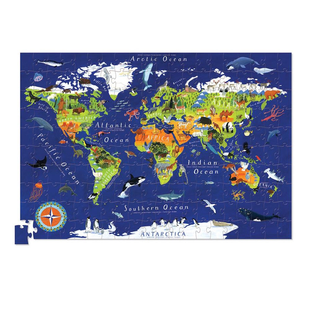 Puzzle + Poster - 200 pièces - Puzzle + Poster Animaux du monde - 6a+