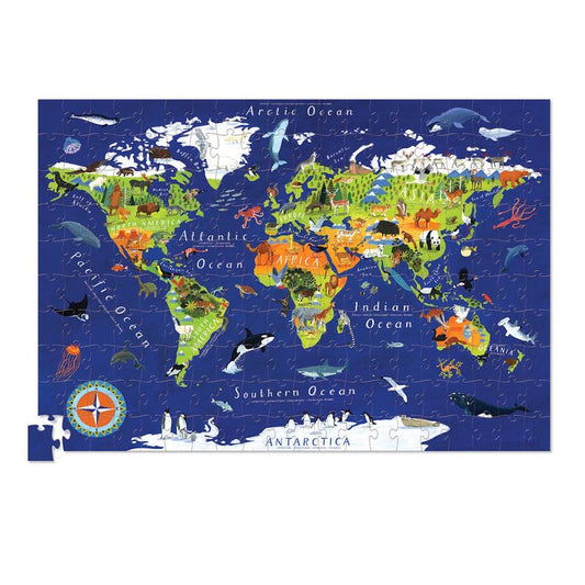 Puzzle + Poster - 200 pièces - Puzzle + Poster Animaux du monde - 6a+