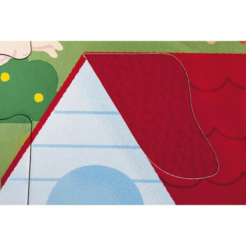 Red barn roof tactile puzzle piece with quilted texture