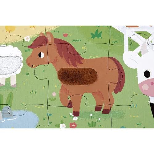 Brown horse tactile puzzle piece with wool texture