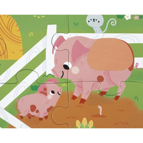 Pink pig tactile puzzle piece with textured back