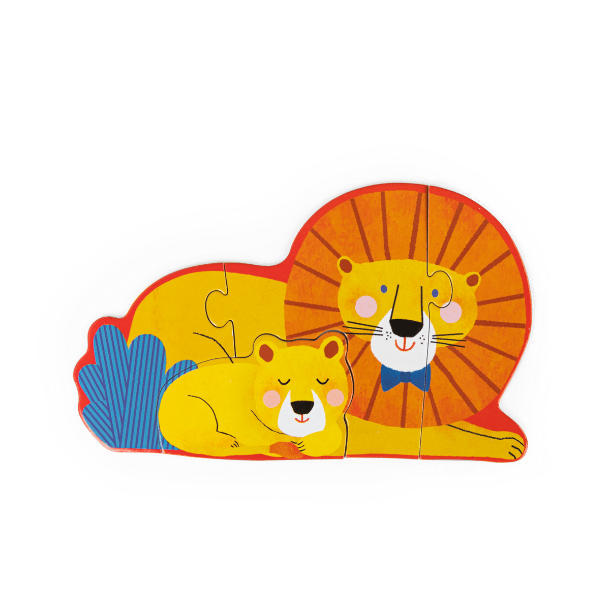 Completed wooden lion and cub jigsaw puzzle