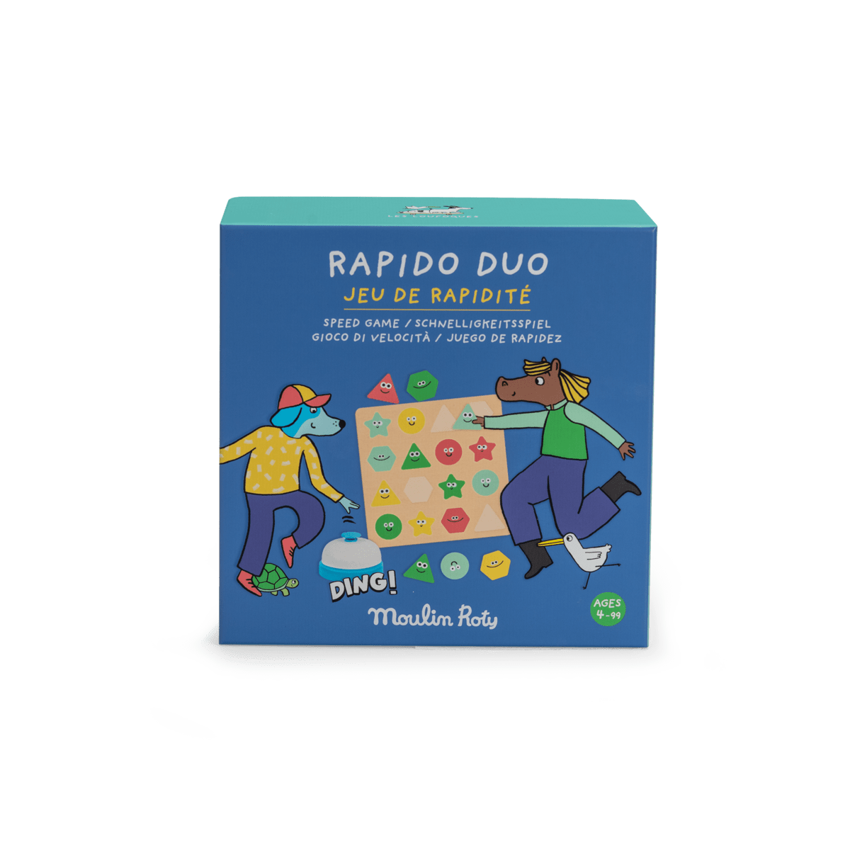 Rapido duo blue game box featuring dog and horse illustration