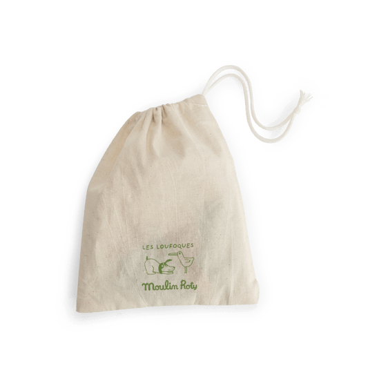 Beige cotton storage bag for Moulin Roty Les Loufoques game pieces