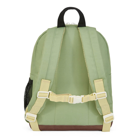 Back view of adjustable straps on green Mini Pistache children's backpack