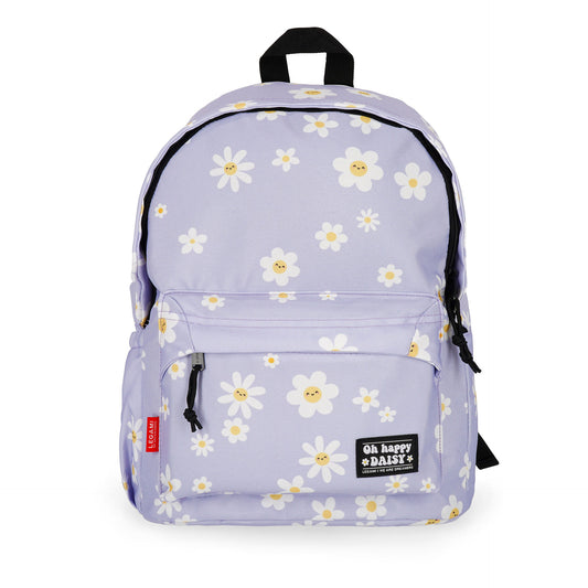 Front view of light purple Daisy backpack with Oh happy DAISY patch