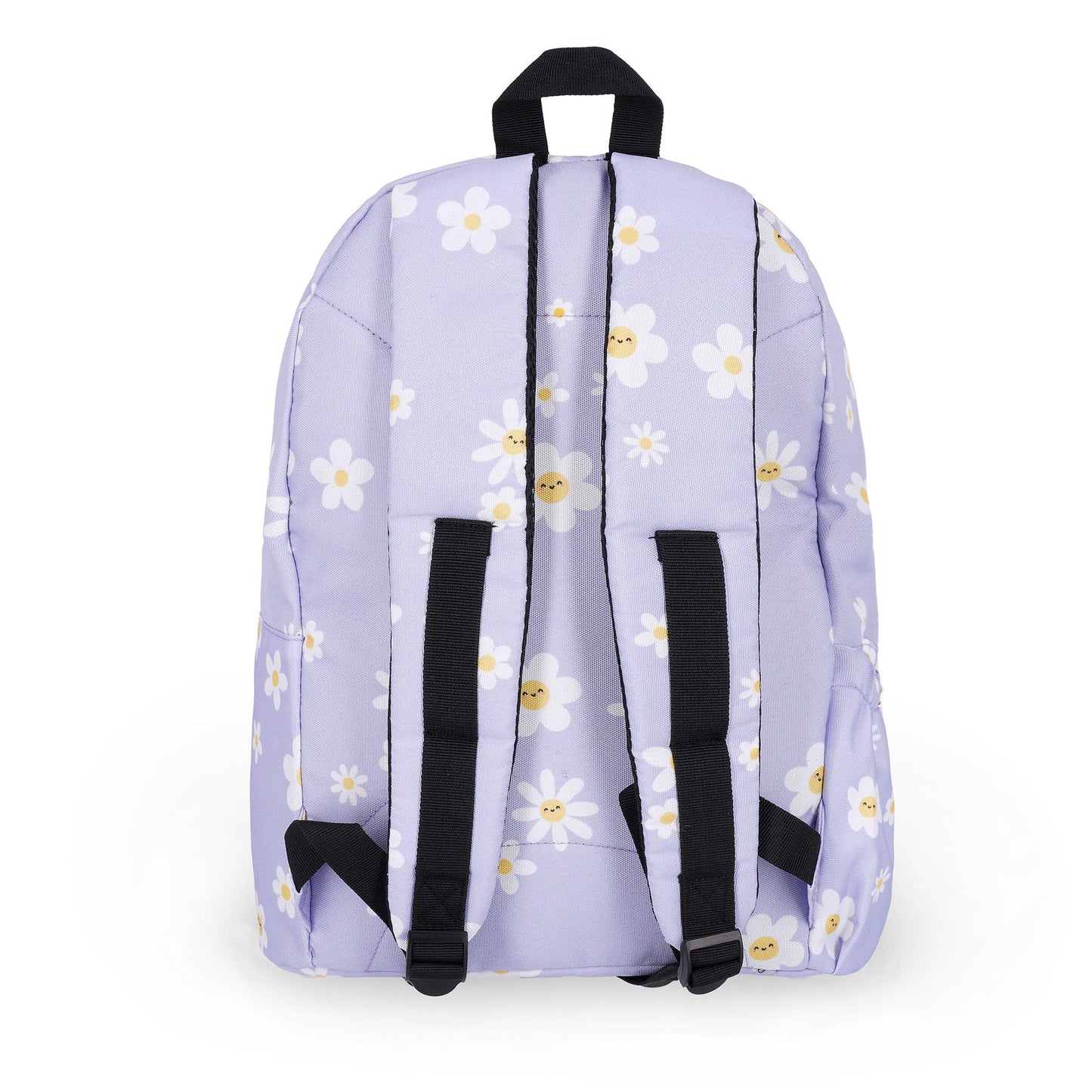 Back view of lilac Daisy backpack with padded straps and adjustable buckles