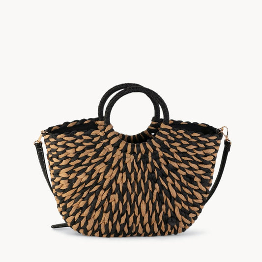 Sac à main en fibre naturelle avec fermeture éclair couleur tostadо
